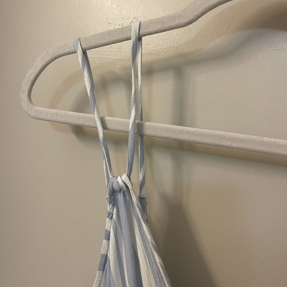 womens Large blue and white striped american eagle outfitters sleeveless romper - Picture 6 of 12